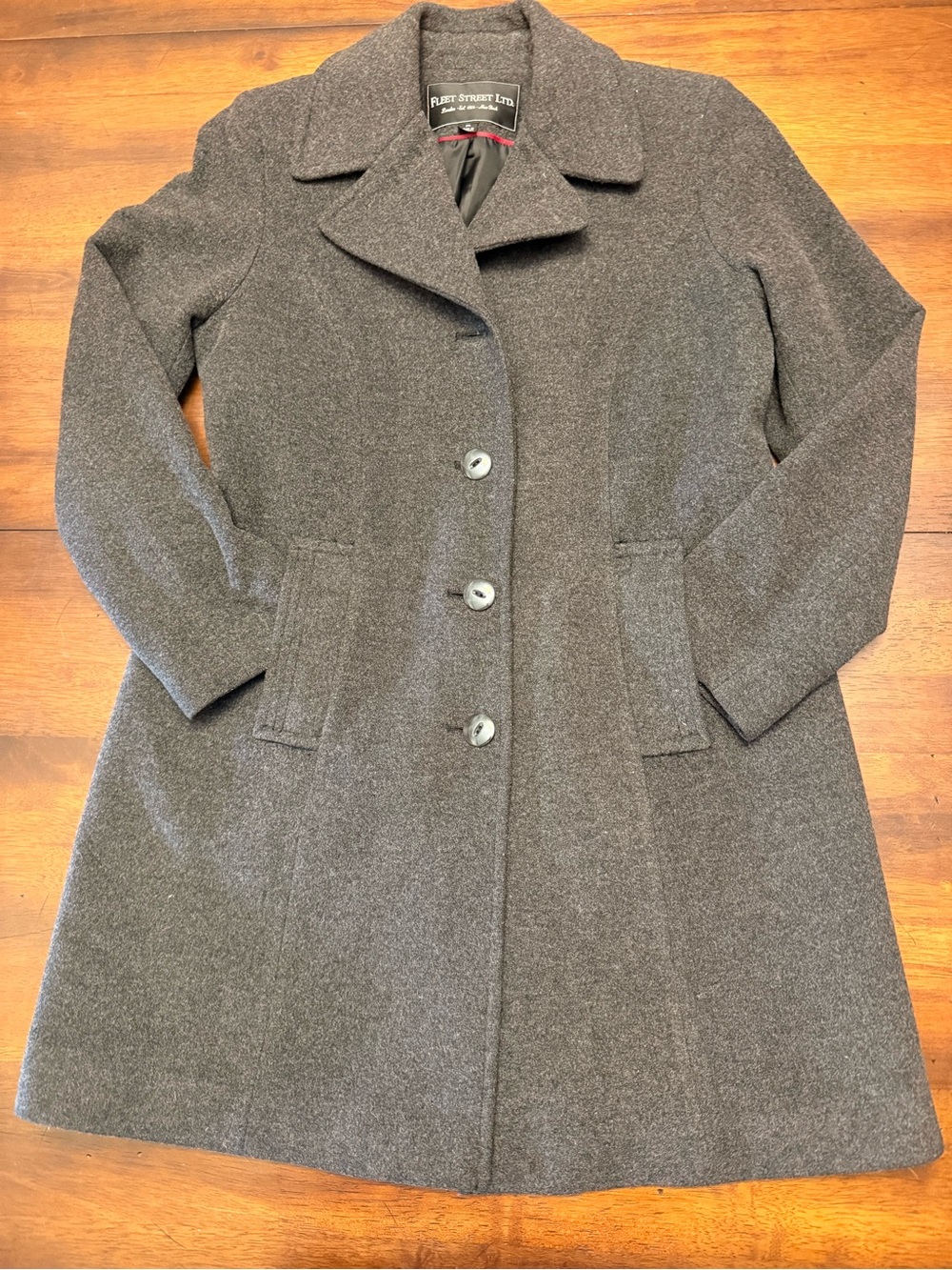 Fleet Street Ltd. Women's Charcoal Wool Blend Single-Breasted Coat